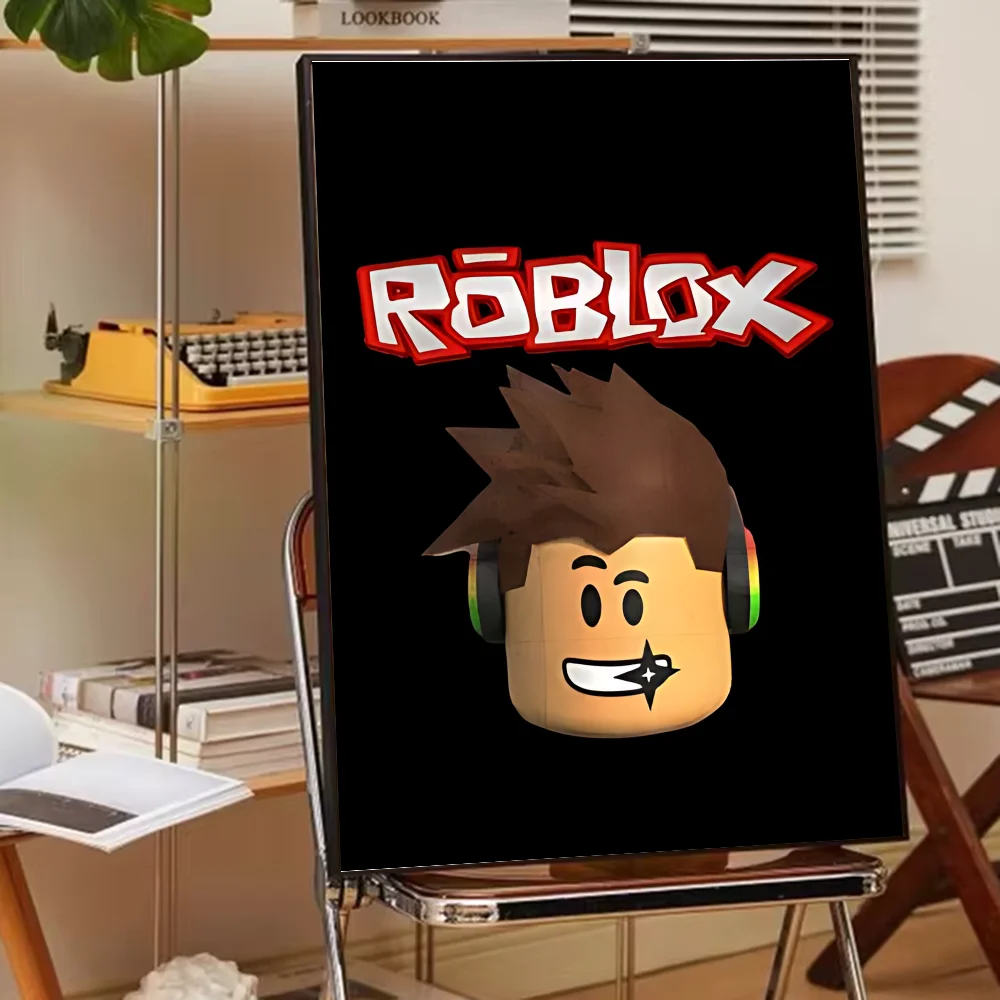 R-RobloxES 게임 포스터 멋진 벽 스티커, 거실 바 빈티지 장식 페인팅 중간