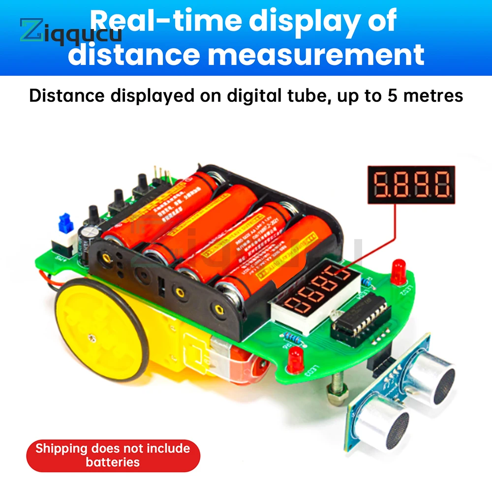 

DIY Ultrasonic Ranging Obstacle Avoidance Car Electronic Kit DIY Distance Measuring Intelligent Programming STC Welding Kit