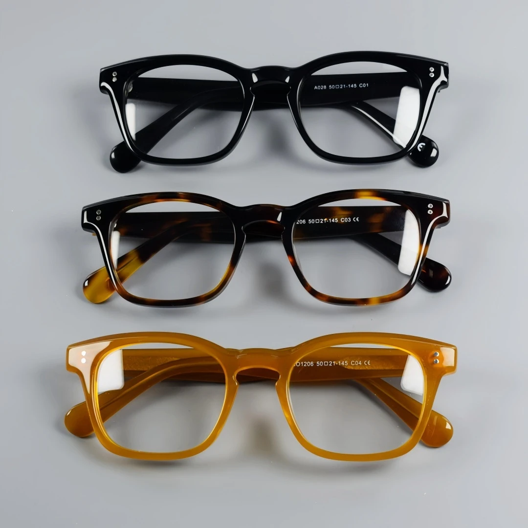 

Ретро-оправа для очков из ацетатного волокна 1206, квадратная оправа для мужчин и женщин, подходит для установки линз по рецепту.