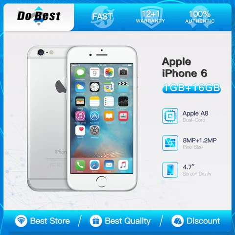 Apple iPhone 6 4G LTE Mobile Phone 4.7 inches IPS LCD Touch ID 16GB 32GB 64GB ROM Unlocked Apple A8 Dual Core IOS Cell Phone