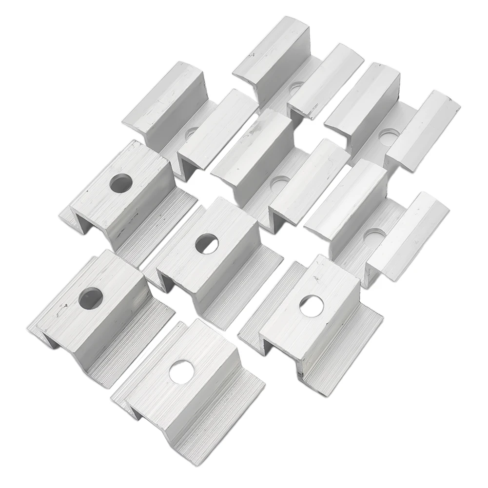 10Pcs Anodized Aluminum Solar Middle Clamp For Secure PV Module Positioning On Rail Mounting Systems 25-50mm Fit
