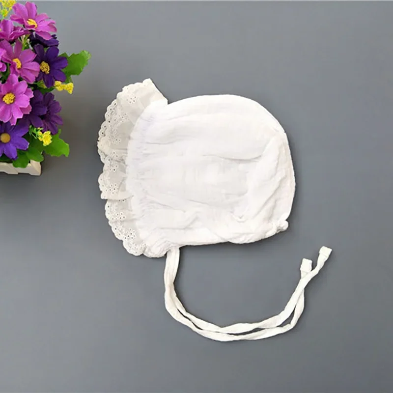 الوليد الطفل بنات بونيه قبعة الدانتيل القطن قصر القبعات الأميرة قبعة صور الدعائم الأطفال كوريا نمط الشاش قبعات الجنين لطيف