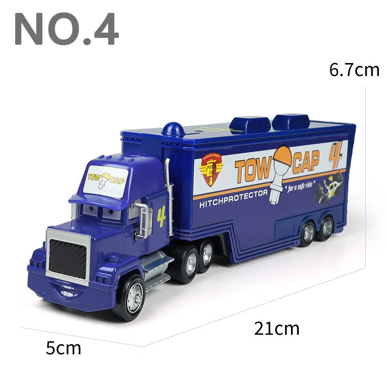 Pixar Cars Greg Candyman's Hauler Modellauto Anime-Figur Mack Container Trucks Semi-Hauler Dinoco Racing Spielzeug Kindergeschenke – Detail 15