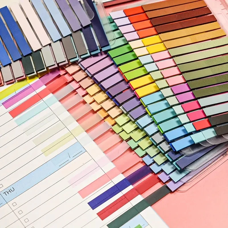 6 Packungen / 12 Packungen Morandi Index-Tabs mit integriertem Lineal, mehrfarbige selbstklebende Seitenmarkierer für Büro- und Schulbedarf. – Detail 5
