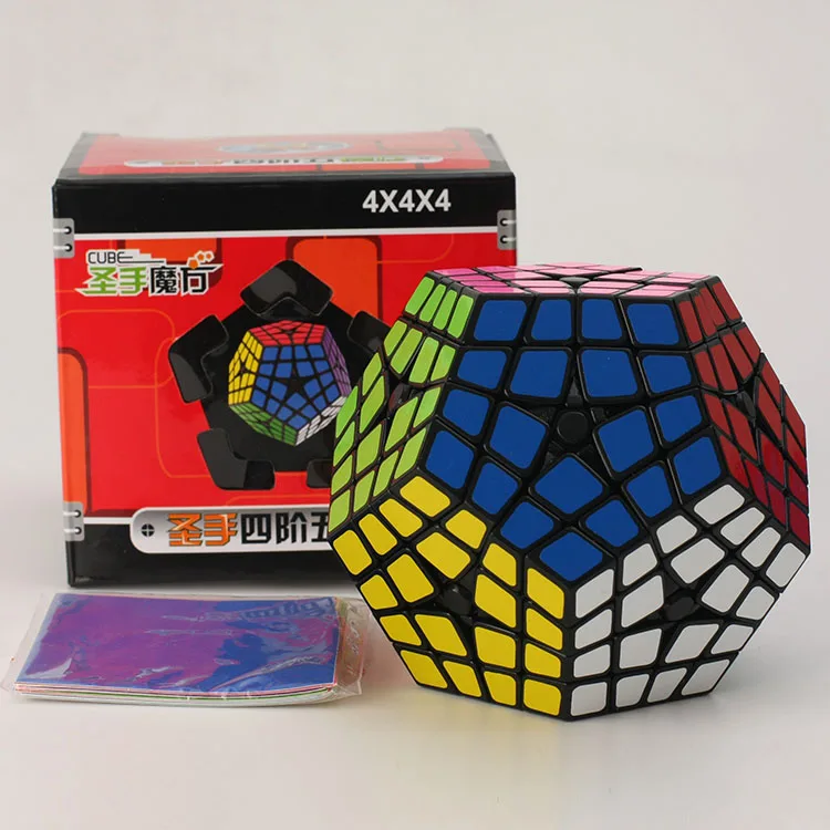 SengSo 4x4 Black Megaminx Magic Cube Speed Cube Stickerless Puzzle Cubo Magico Educational Gift Toy