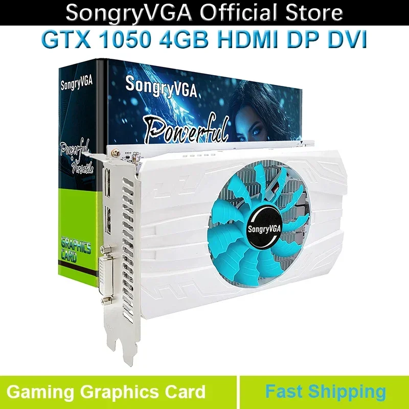 SongryVGA GTX 1050/1050 Ti 4GB Gaming Graphics Card,GDDR5 128-Bit PCIe 3.0 x16 Ready Video Card with HDMI/DP/DVI Output Ports