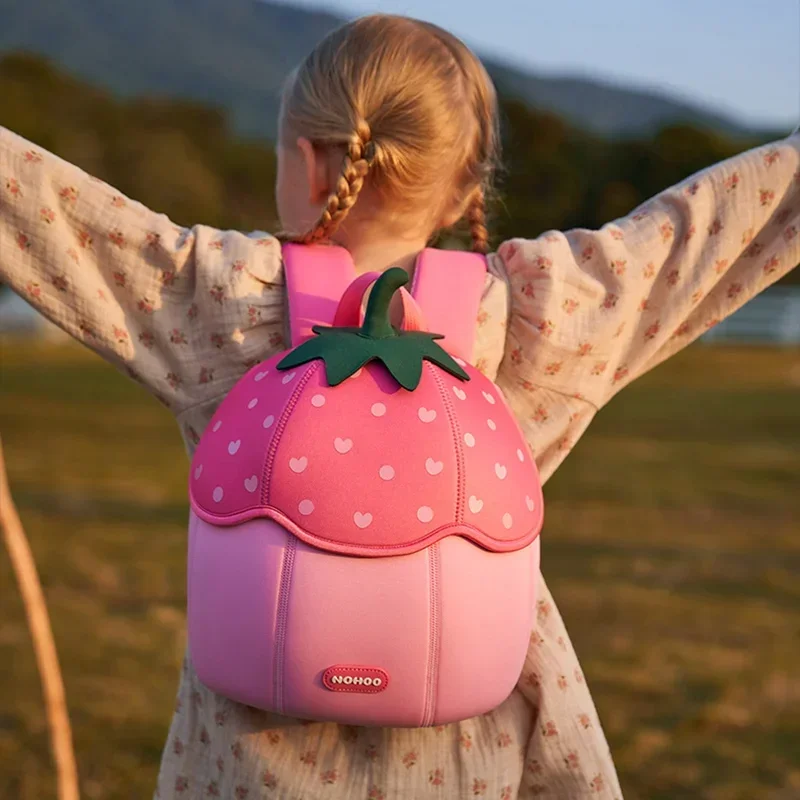 Mochila de frutas para niños de guardería, mochilas escolares para niñas, diseño de calabaza cereza, Mochila Escolar femenina Adolecente