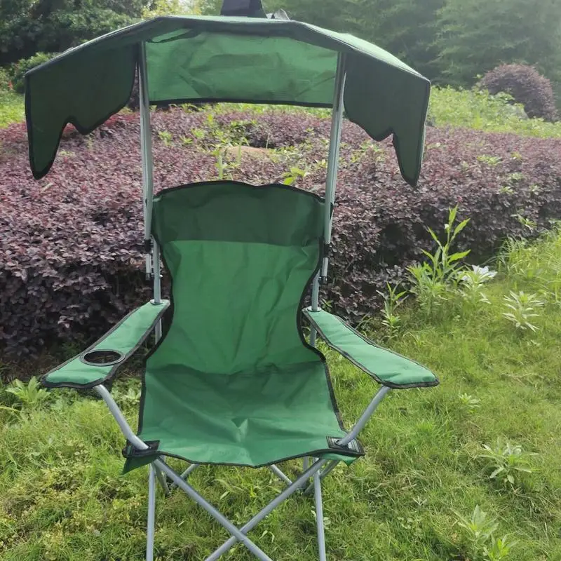 Folding Canopy Chair With Shade Portable Recliner Beach Chair For Outdoor Lawn Camping Picnic Fishing Comfortable Gap