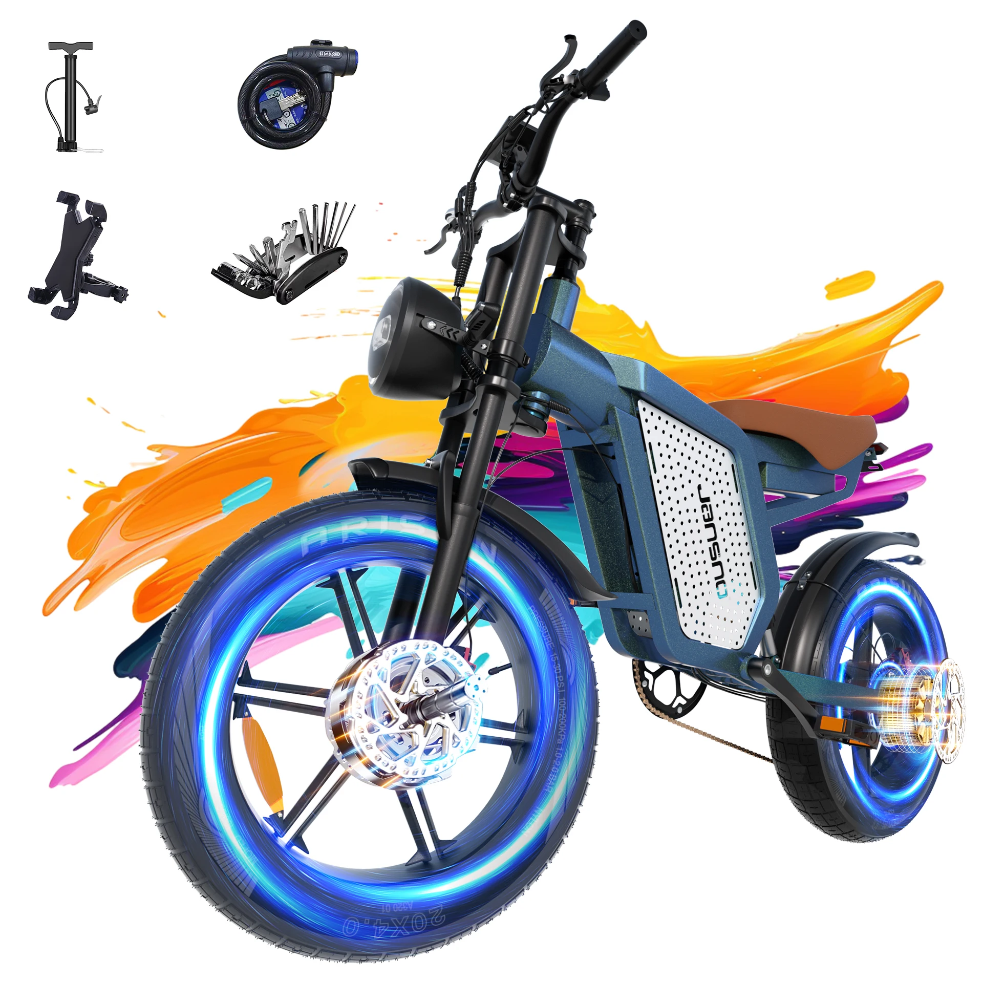 AliExpress JANSNO Jansno X60 Adult Electric Bike 750W*2 Dual Motor E-Mountain bike 48V23Ah Battery 20 Inch Fat Tire Off-road E-bike