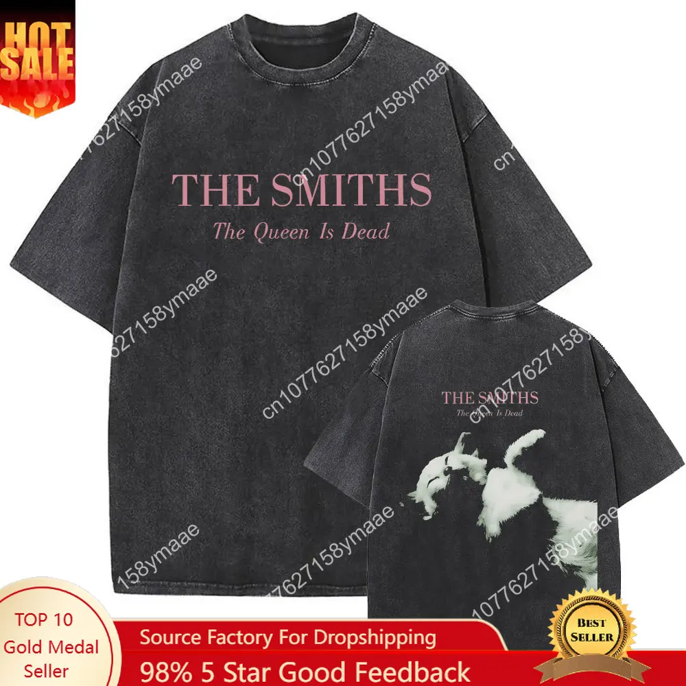 

British Rock Band The Smiths The Queen Is Dead Funny Cat Retro Washed T-shirt Alternative 1980's Indie Morrissey T Shirt Unisex