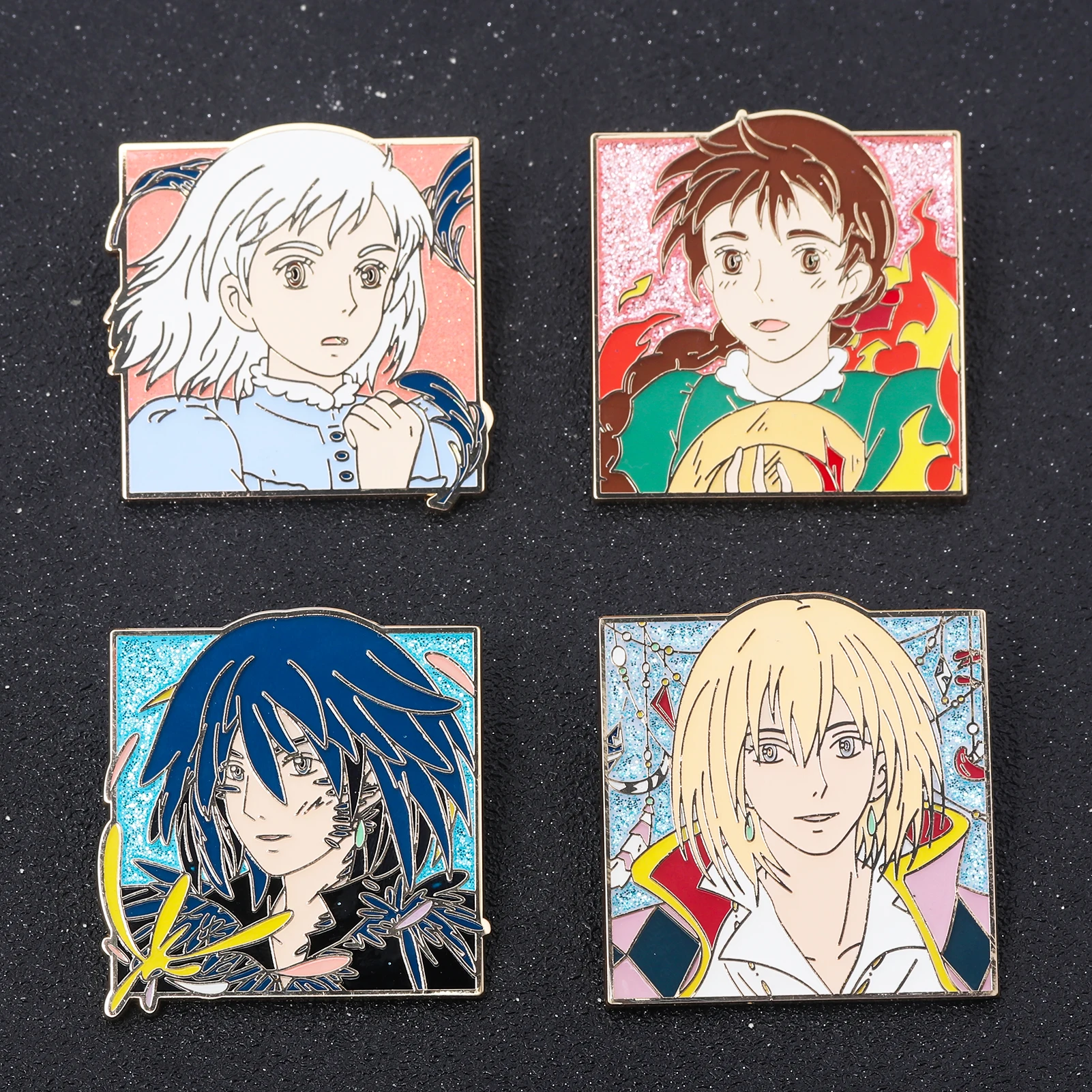 Anime Sophie Howl Pins Castle Character Brooch Clothes Backpack Lapel Badges Fans Gift Cosplay Props Metal Jewelry Accessories