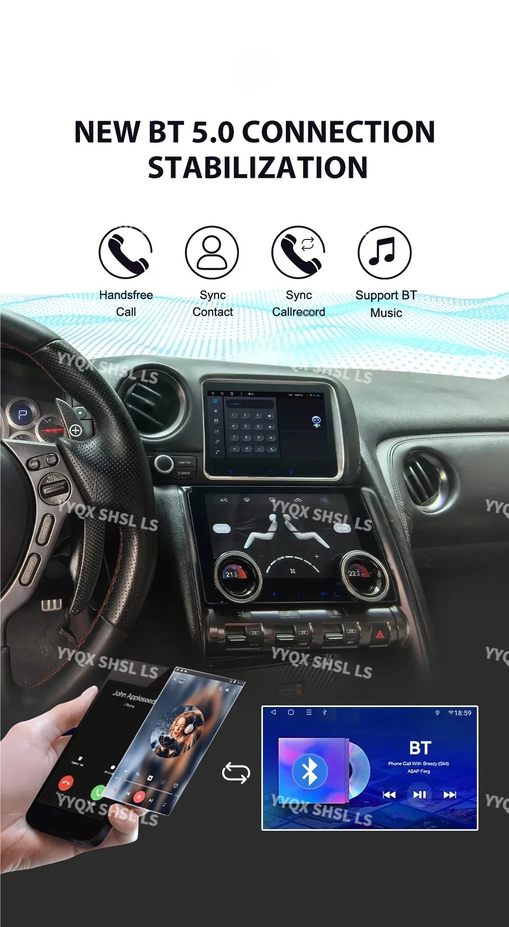 Android 14 Car Radio For Nissan GTR 2007-2015 Multimedia GPS Navigation Stereo Carplay Air Conditioner Panel A/C climate contro