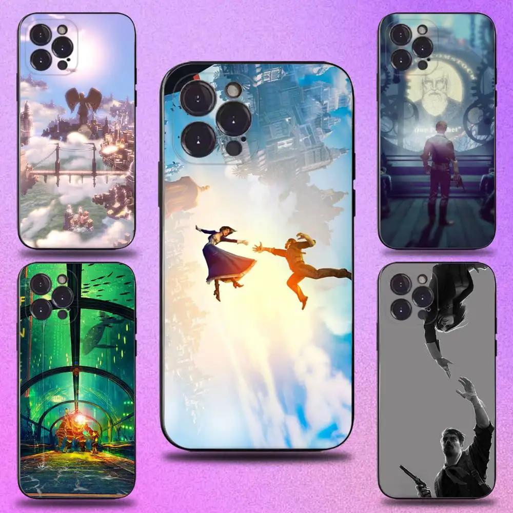 

B-Bioshock I-Infinite Phone Case For iPhone 17,16,15,14,13,12,11 Plus,Pro Max,XS,X,XR,SE,Mini,8,7,Soft Silicone Black Cover