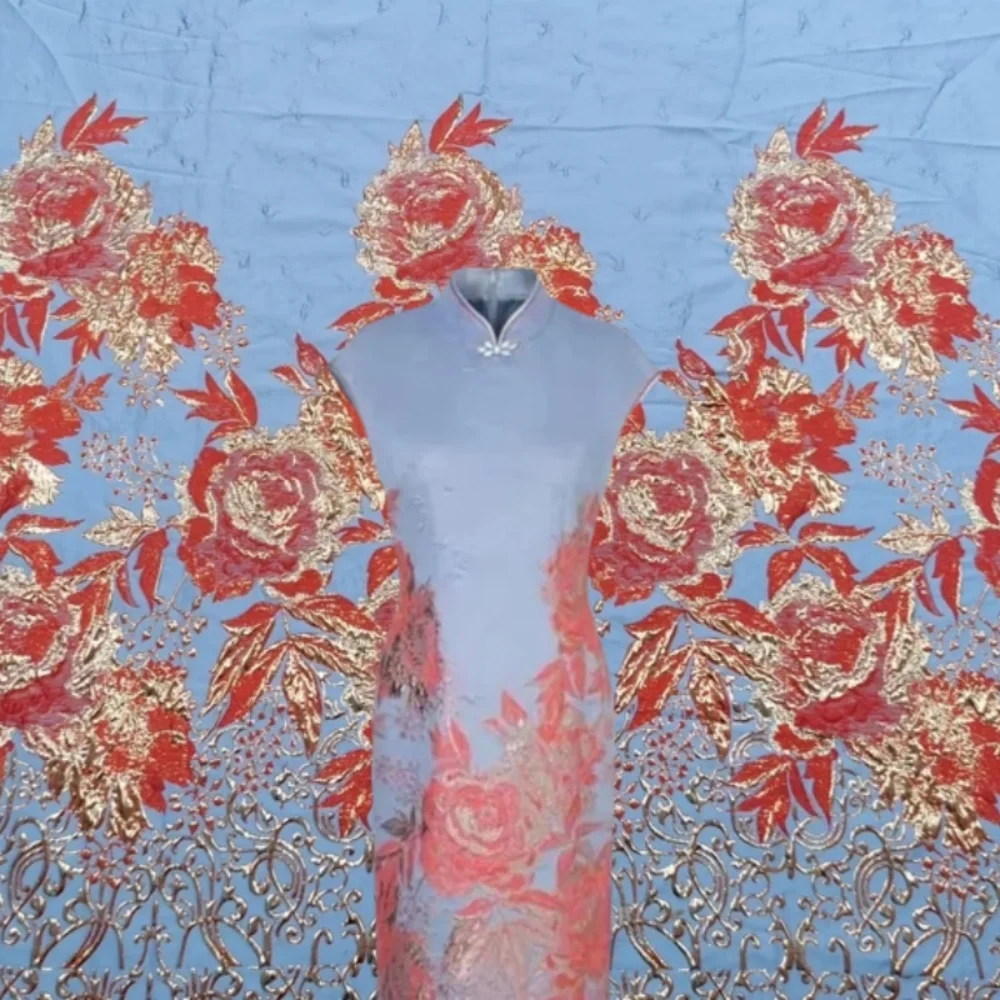 

Metal Wire Jacquard Brocade Fabric European American Fashion Skirt Performance Dress Diy Sewing Design Wholesale Material Cloth