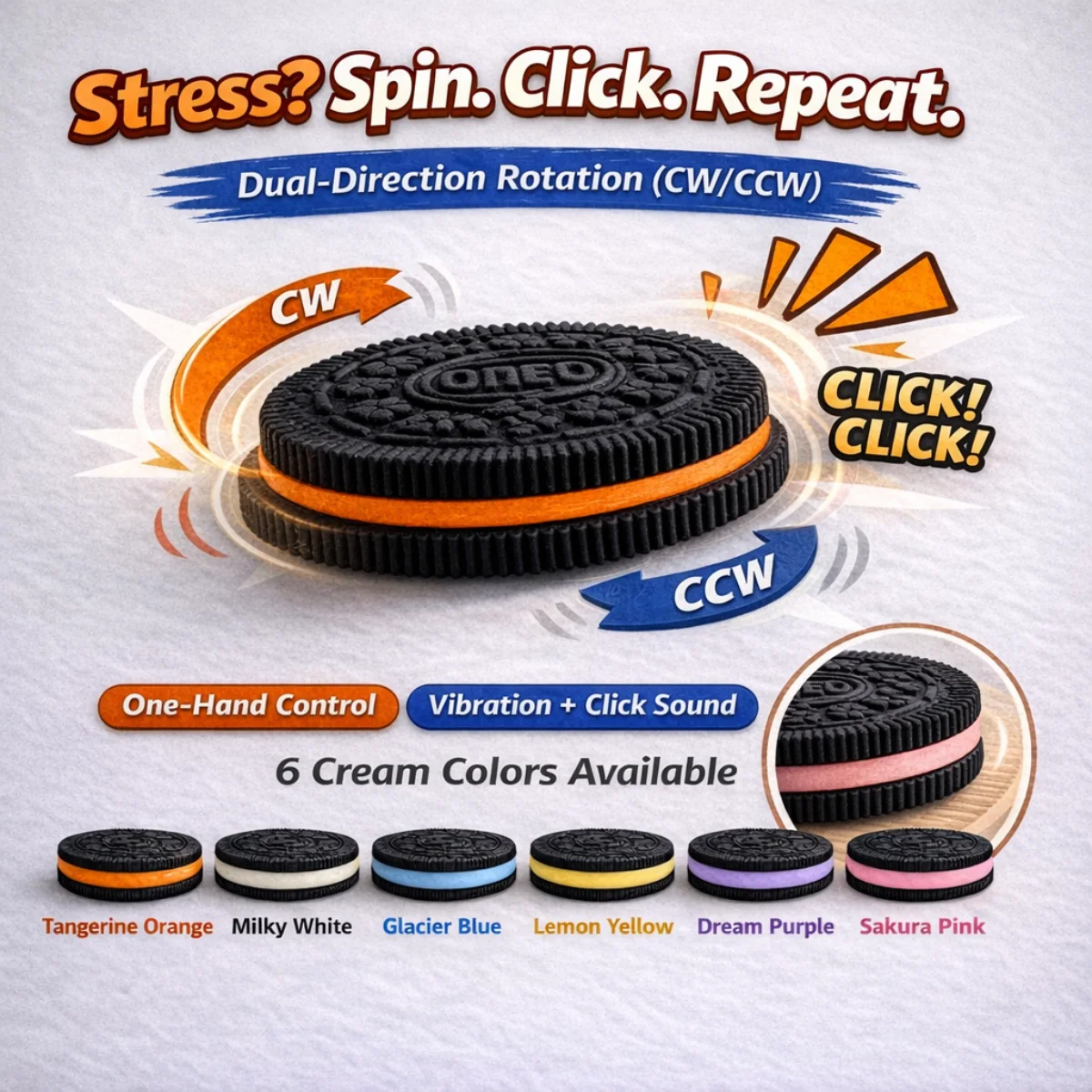 クッキー型EDCフィンガースピナー、プラスチック製フィジェットトイ、大人向け不安解消、ストレス軽減、コイン型感覚玩具