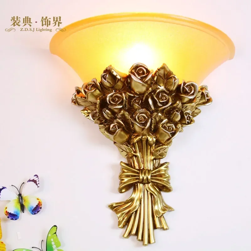 A Rose Flower Wall Lamp Gold Mirror Light Wall Sconce for Dinning Room Bedside Decor Nordic Modern Led Lighting Fixtures Luminai