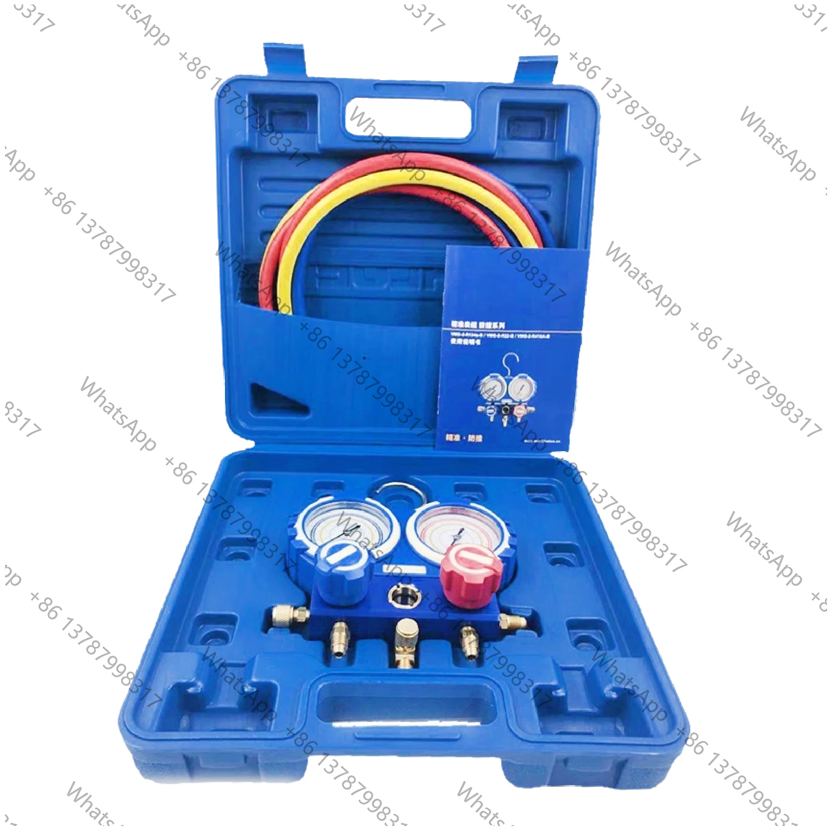 VMG-2 Dual Gauge Manifold Set HVAC AC Refrigerant Tool R410A R134A R22 68mm Dial High Low Pressure Metal Valve