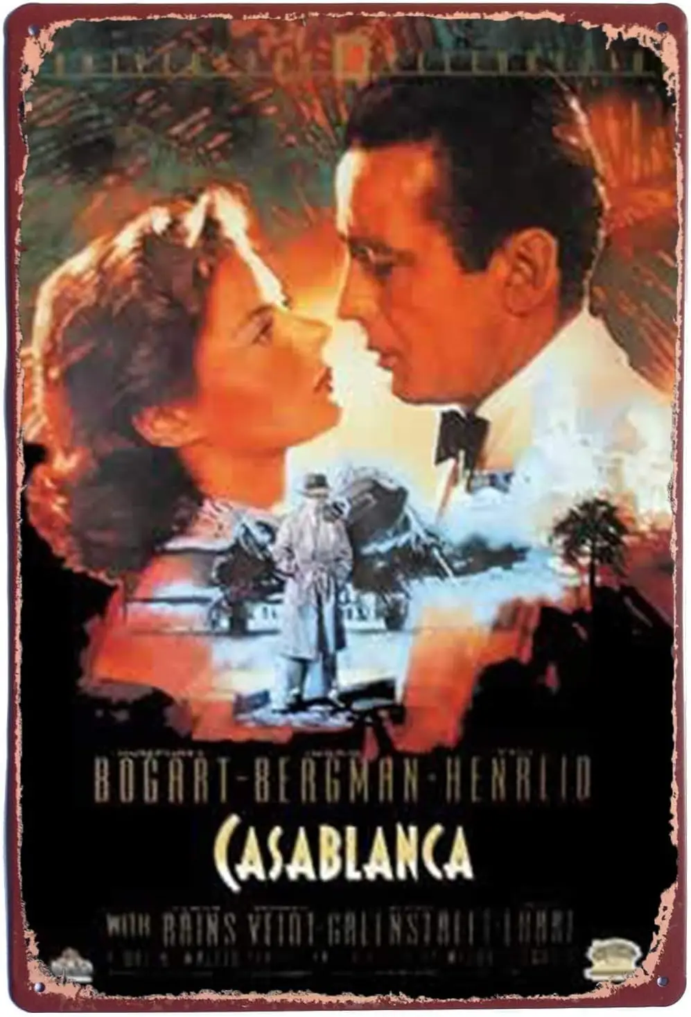 Tin Sign Casablanca Movie Poster Vintage Retro Metal Wall Decor 20x30
