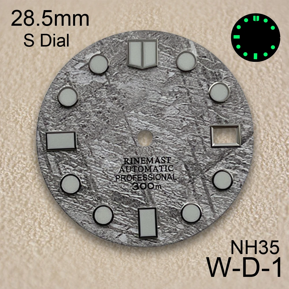 28.5mm Meteorite S Dial Fit NH35/36/4R/7S Movement C3 Green Luminous High-Quality Watch Modification Accessories