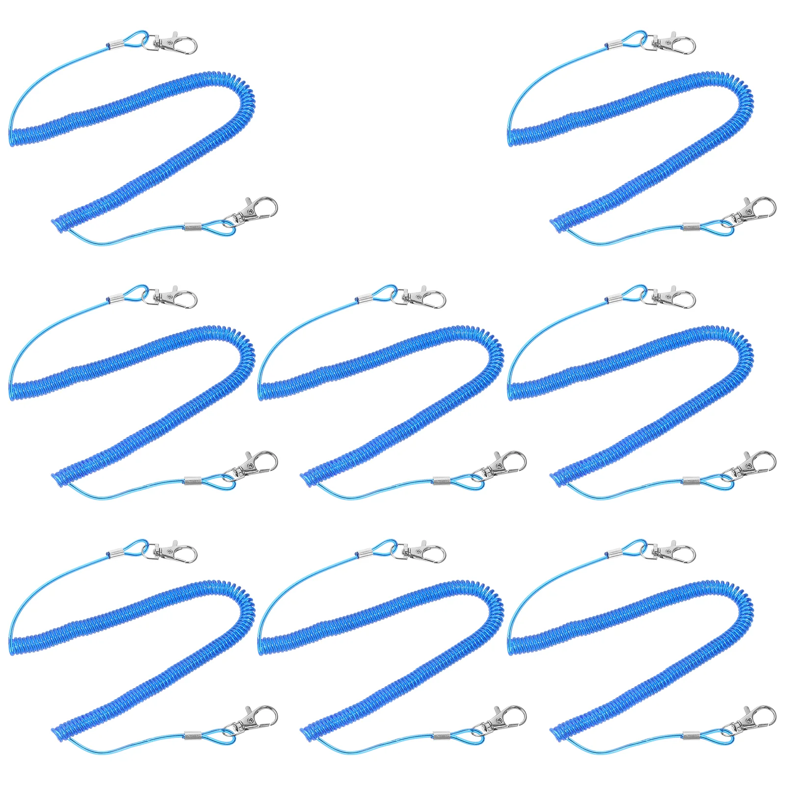 8Pcs 15m Jumped RopeFishing Protection Tackle Rowing Ropes Fishing Lanyards Rod Steel Rope Accessories Coiled Line(Random Color