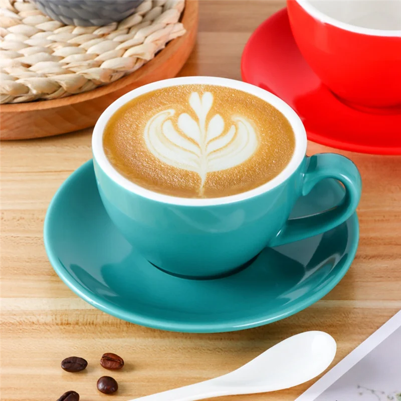 European Style 220Ml Coffee Cup Minimalist Design Solid Color With Base Couple Mug Tea Cup Latte - view 3