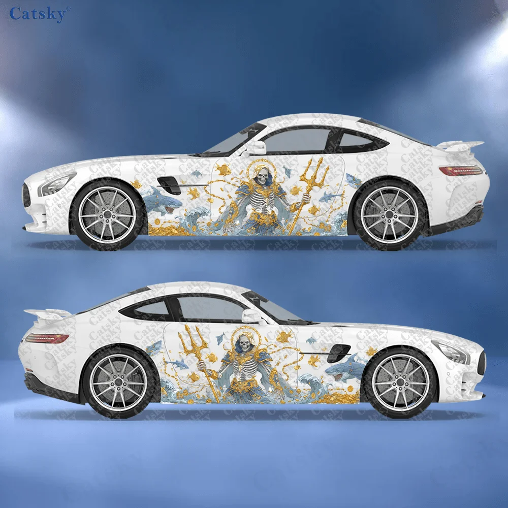 

2 шт. наклеек с изображением черепа Нептуна, трезубца, осьминога, акулы, золотой монеты, подходят для автомобилей и грузовиков, прочные, устойчивые к выцветанию, простые в использовании.