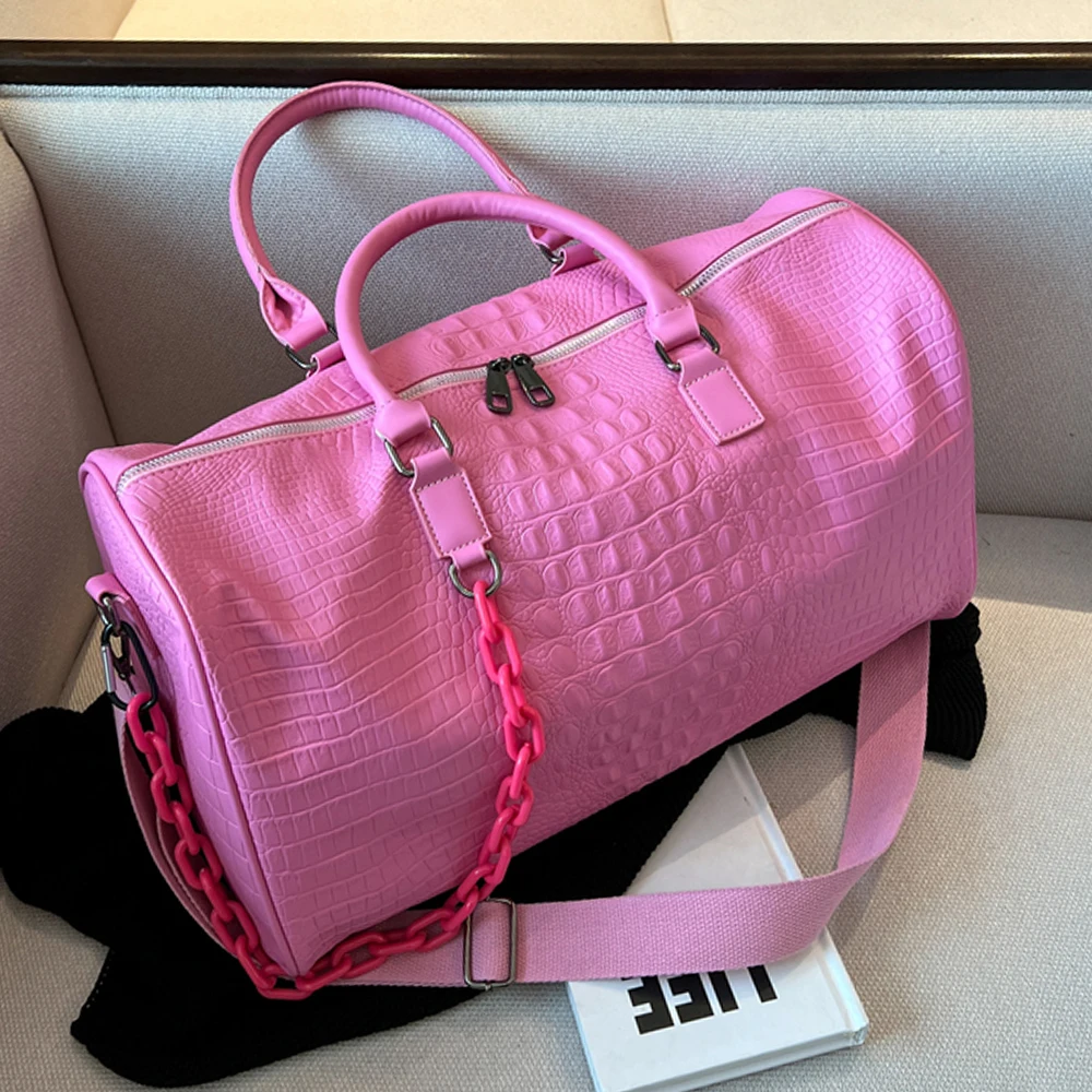 

Сумка-тоут из искусственной кожи под крокодила, большая вместительная дорожная сумка, водонепроницаемая, для путешествий, фитнеса и йоги, женская спортивная сумка