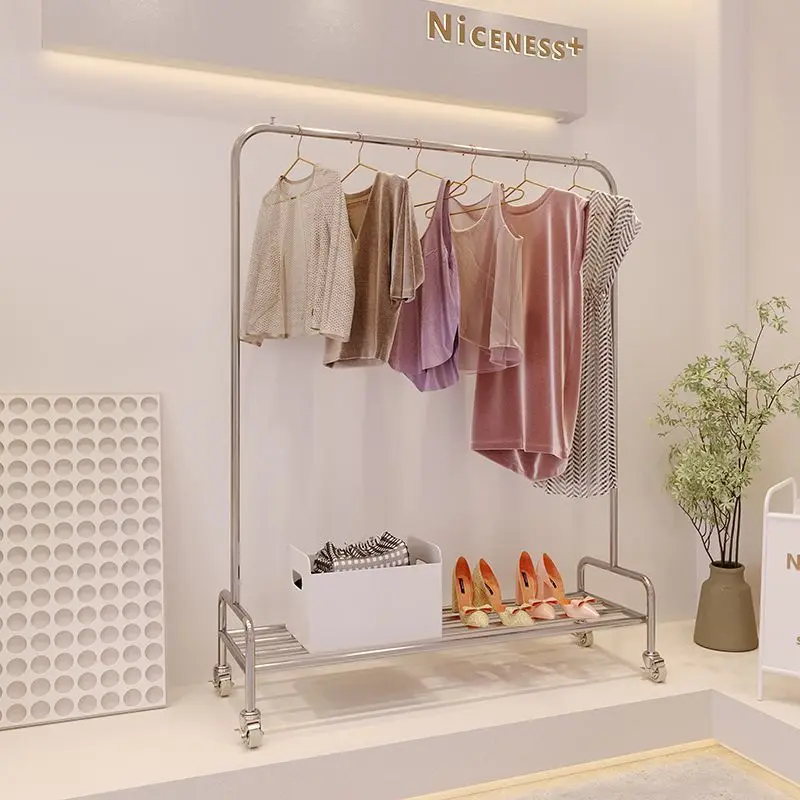 Clothing store display rack Floor-to-ceiling stainless steel women's clothing store window Zhongdao hanger