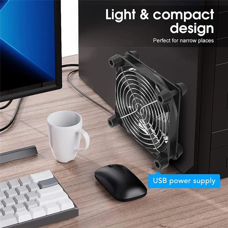 

AT82-140Mm USB Computer Cooling Fan 5V Portable Quiet Fan With 3 Adjustable Speeds 2800RPM High Performance For Electronics