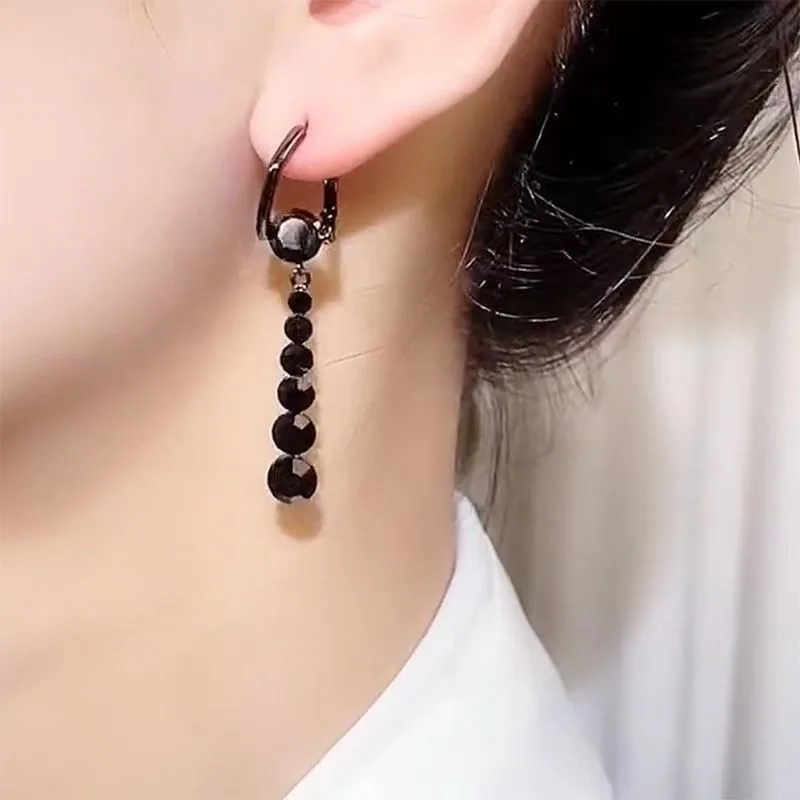 Glänzende lange Quasten-Glitzer-Tropfenohrringe für Damen, modische lange Kette, baumelnde Ohrringe, Hochzeit, Party, Schmuck, Geschenke – Detail 22