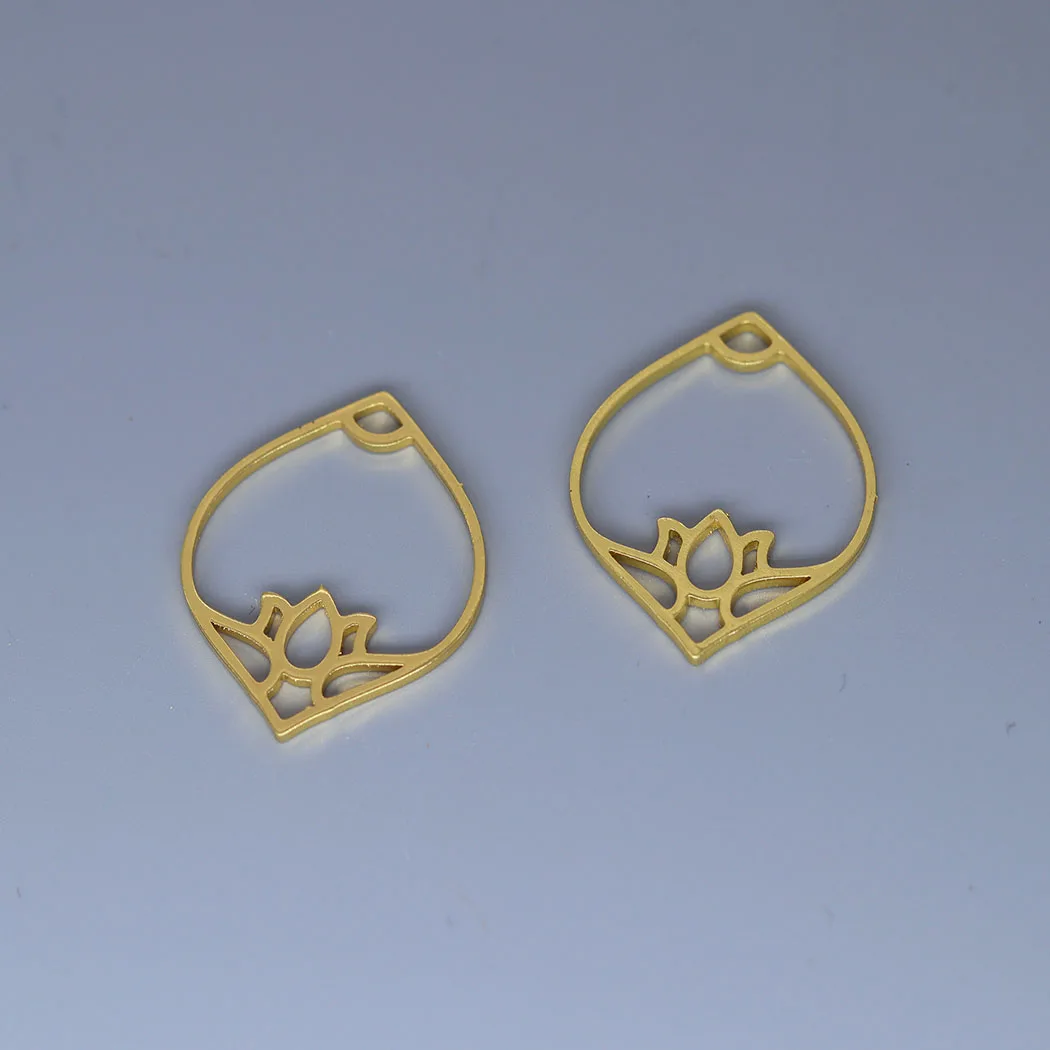 5pcs/lot Sweet Lotus Flower Simple Charm Pendant For Necklace Bracelets Jewelry Crafts Making Handmade Stainless Steel Charm