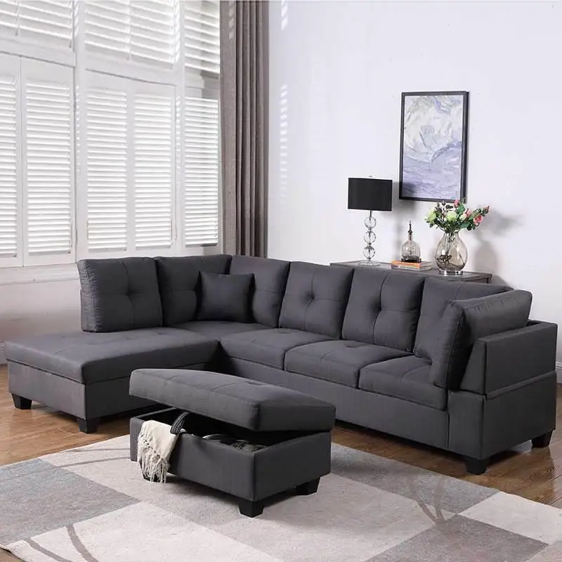 

New Business Corner Sofa Set Furniture Fabric Small Unit Three Person Couch Living Room Sofas Corner Simple Combination in Stock