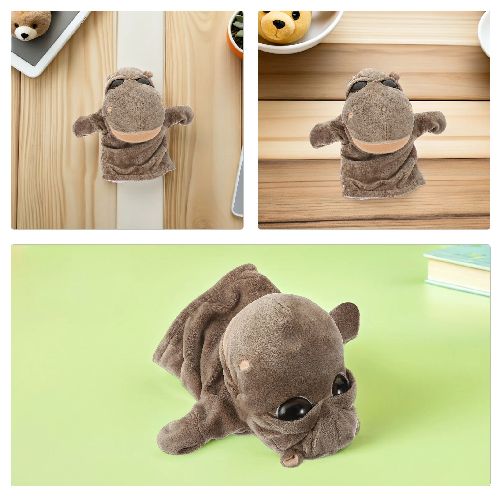 Educational Hippo Hand Puppet Kids Interactive Animal Role Play Storytelling Game Realistic Design for Home Classroom Use Brown
