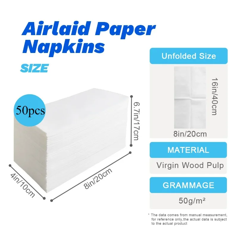 50PCS White Linen-Feel Dinner Napkins 7.87*15.75inch,Eco-Friendly Disposable Prefolded Premium Soft for Wedding/Party/Events