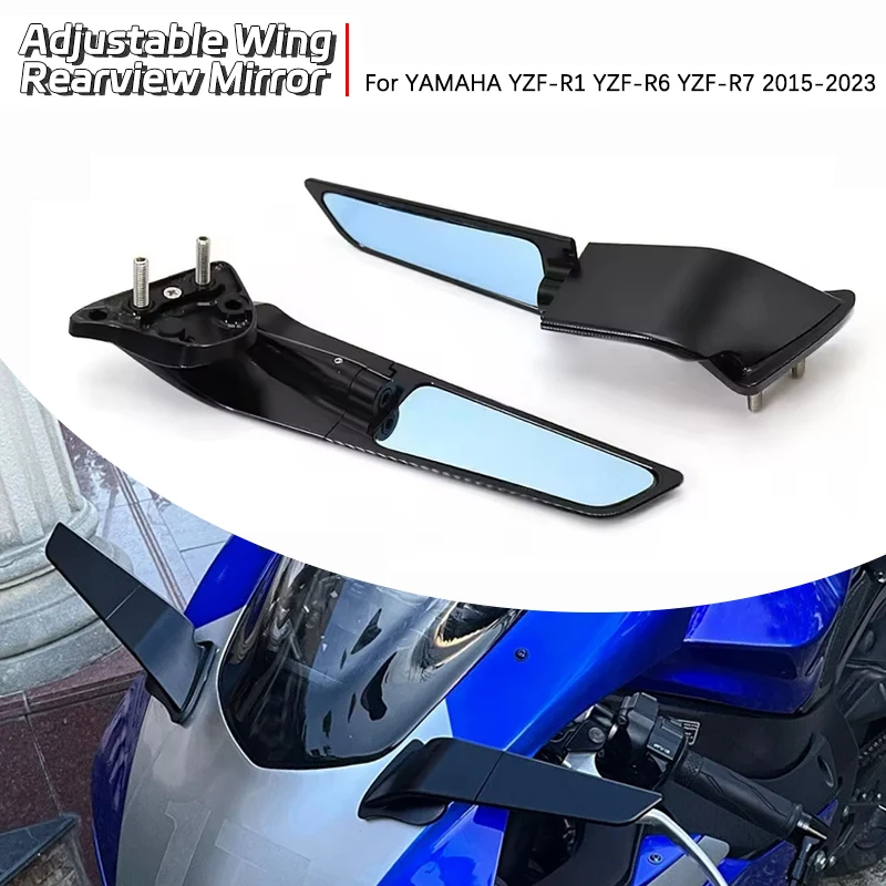 For YAMAHA YZF-R1 YZF-R6 YZF-R7 2015-2024 Motorcycle Rearview Mirror Adjustable Wing Mirror Accessory for YZF R1 R6 R7 2024 2023
