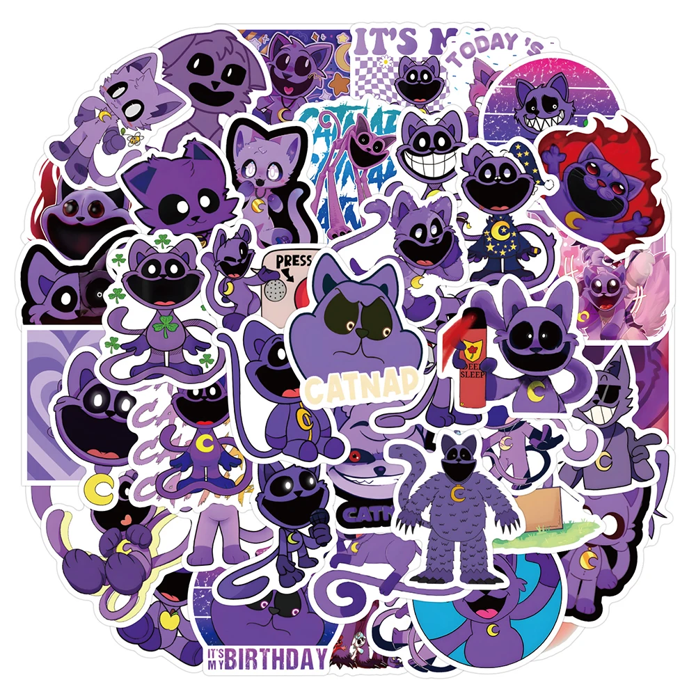 10/30/55pcs Horror Game Smilling Critters CATNAP Stickers Cool Cartoon Decals Kid Toy DIY Motorcycle Laptop Fridge Sticker Decor