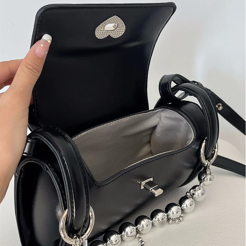 Hot Girl Black Cylinder Underarm Bags Ladies Flap Chain Shoulder Bags Fashion Female PU Leather Crossbody Bags Women\'s Handbags