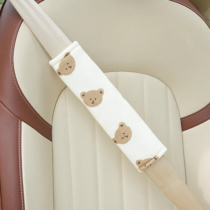 Car shoulder strap Cartoon Bear Rabbit seat belt shoulder strap cover advanced cotton yarn comfort car seat belt shoulder strap