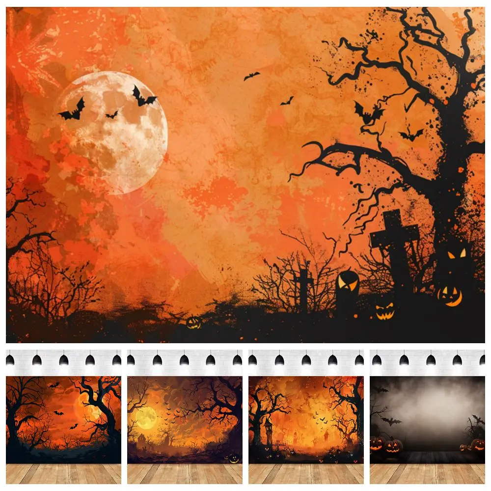 

Halloween Decoration Photography Backdrop Forest Tree Crow Family Halloween Party Kid Portrait Home Wall Decor Photo Background