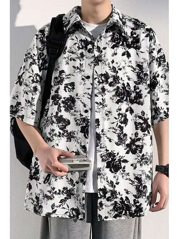 

Comfortable Printed Single-Breasted Men's irt Long Sve Polyester Fiber Breathable Moisture ng Slim Fit European Sle