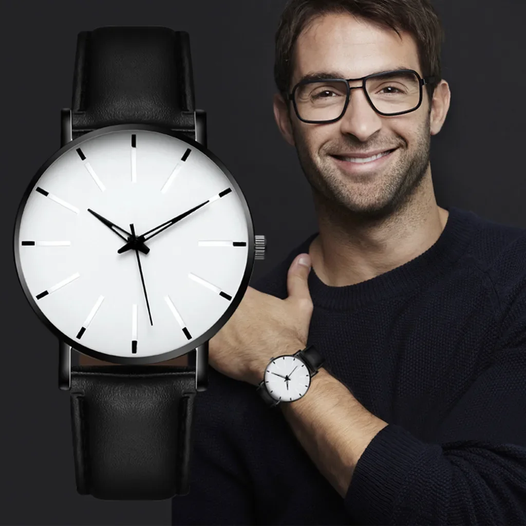 Minimalis Luxury Watches for Men Leather Band Business Quartz Watches Stainless Steel Dial Clock relogios masculino reloj hombre