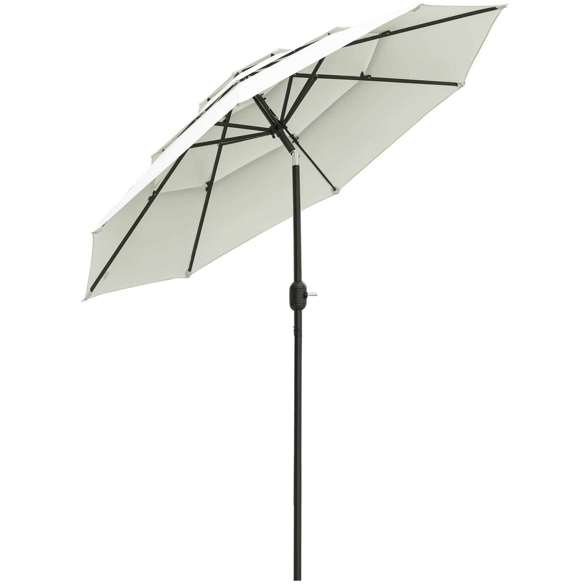 9' 3-Tier Outdoor Patio Market Umbrella W/ Crank Handle Backyard Deck Beige