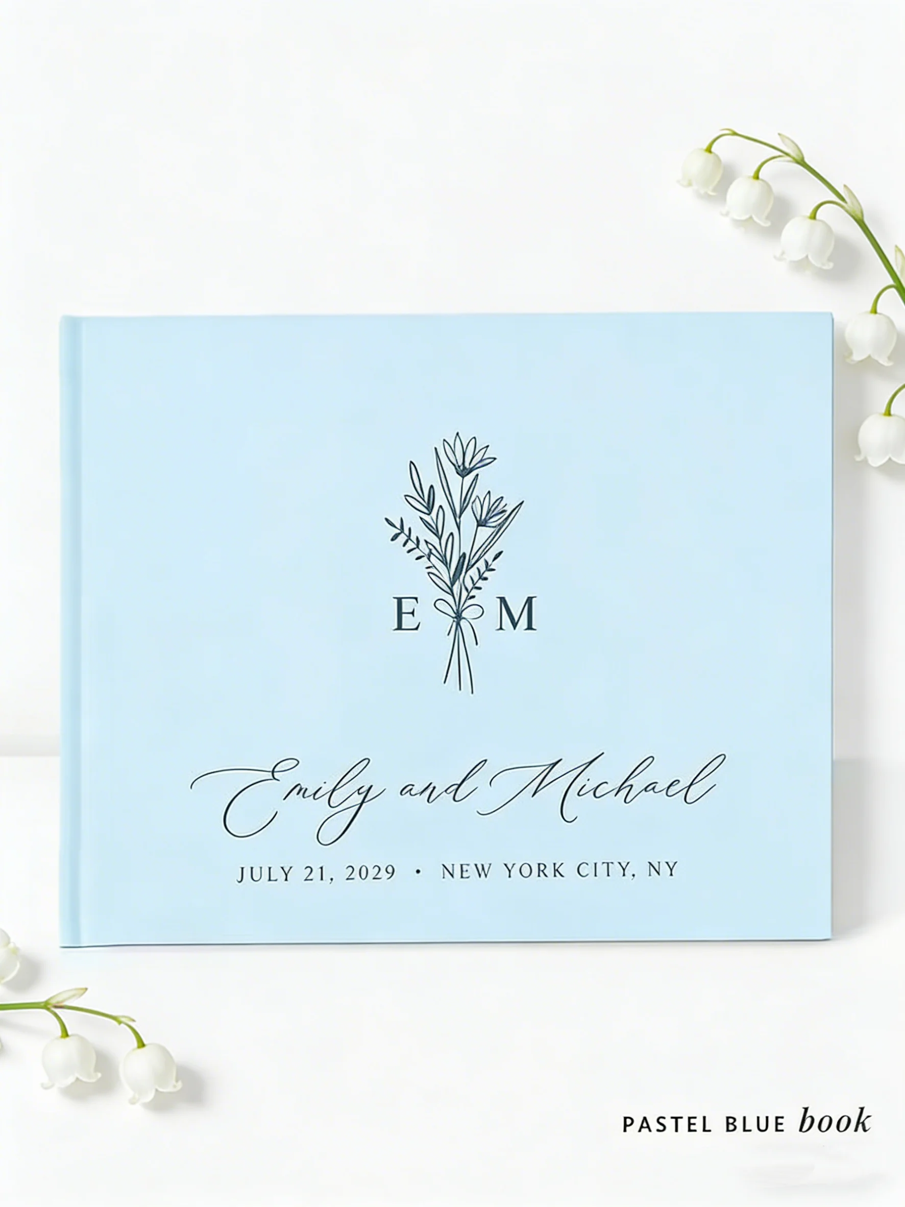 

Книга для гостей на свадьбу в пастельно-голубом цвете, 50 страниц, с возможностью выбора цвета, персонализированная книга памяти для свадебного приема