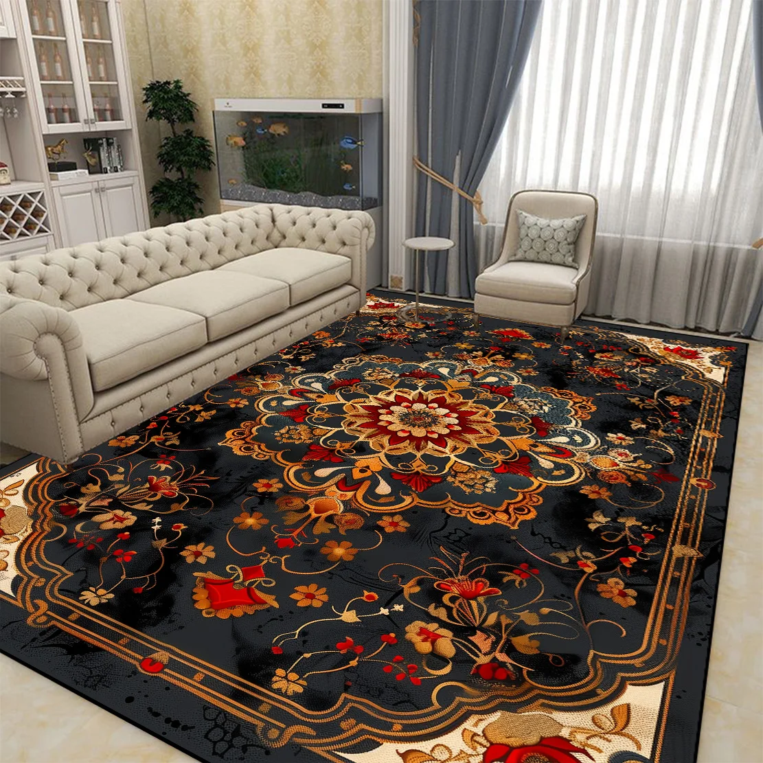 

Bohemia Living Room Rugs High-end Luxury American Retro Carpet Bedroom Bed End Anti-slip Large Area Mat Washable Porch Floor Mat