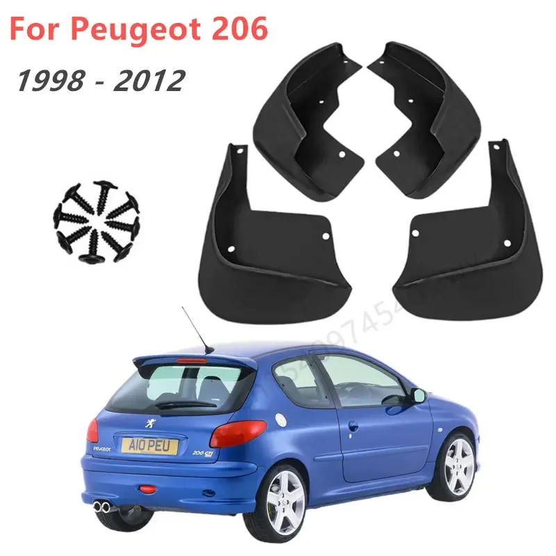 Set Car Mud Flaps For Peugeot 206 Hatchback 1998-2012 Mudflaps Splash Guards Mudguard 2011 2010 2009 2004 2005 2006 2007 2008