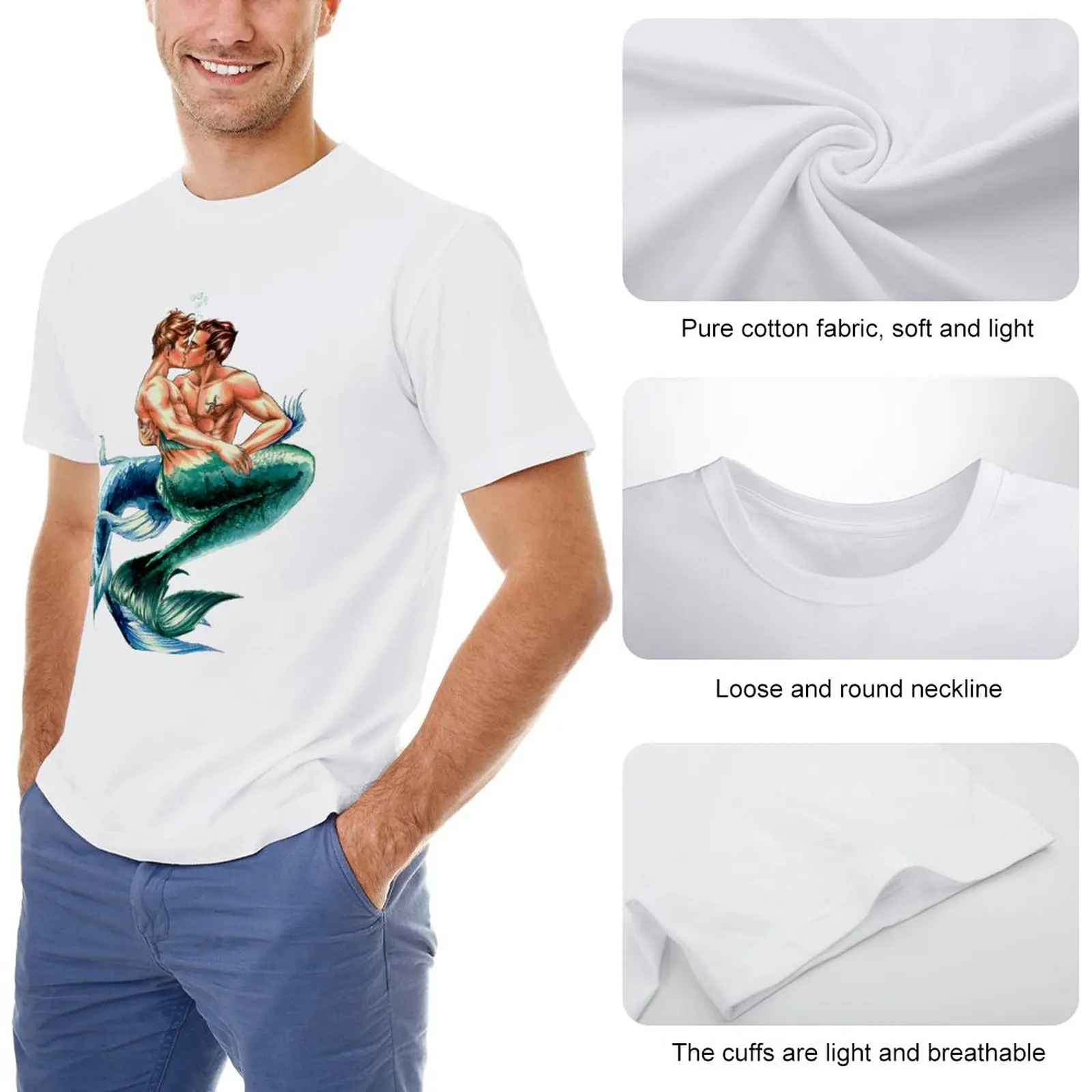 male tee-shirt Men's t-shirts brand Merman Love T-Shirt man clothes Tee shirt T-shirts for men cotton