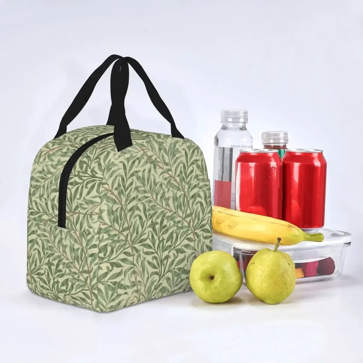 William Morris Willow Boughs Insulated Lunch Bag Thermal Bag Meal Container Vintage Green Plant Portable Tote Lunch Box Food Bag