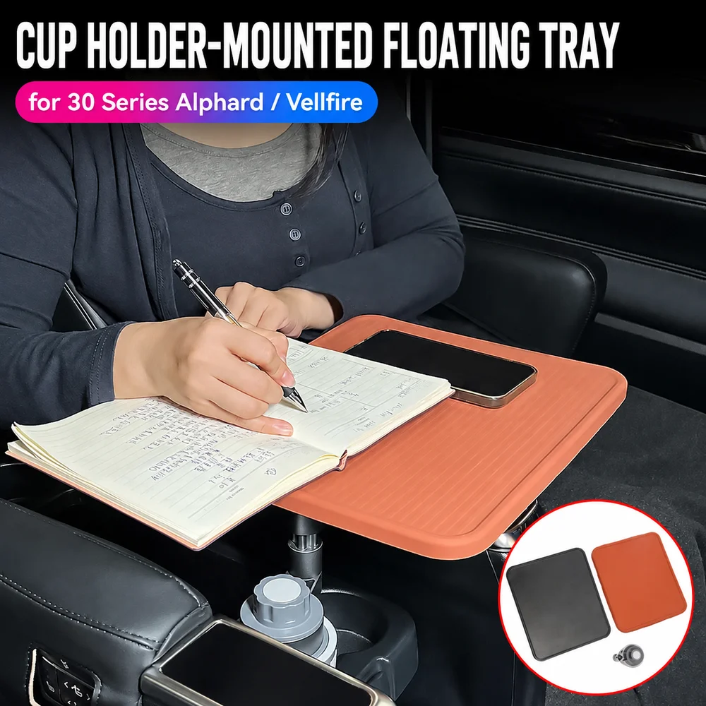 Car Second Row Cup Holder Table for Toyota Alphard Vellfire 30 Series Luxury Trim Rotating Silicone Tray Snap-On Accessories