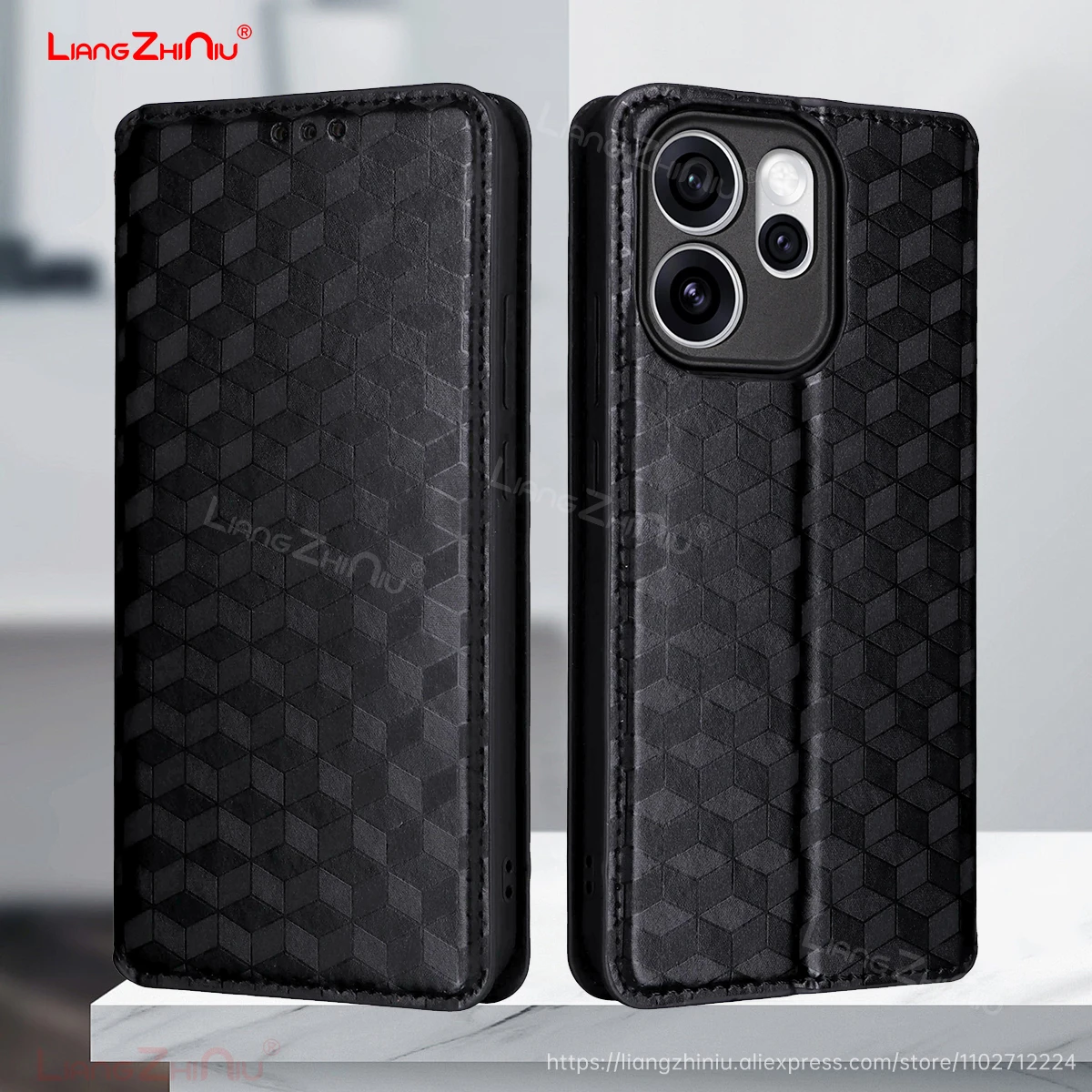 

Для OPPO Reno15/15 Pro/Reno14/14 Pro/14F кожаный флип-чехол для телефона с текстурой кожи Pu + ТПУ кошелек для карт кошелек магнитный флип-чехол