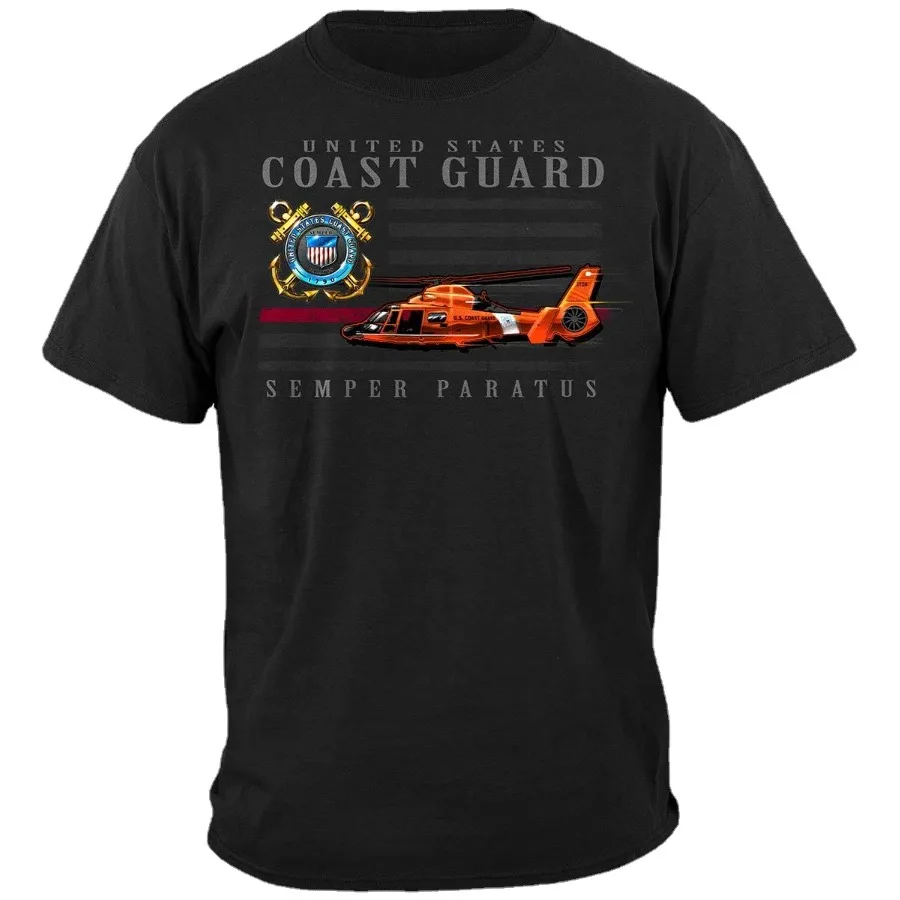 United States Coast Guard Badge Helicopter T-Shirt. Summer Cotton O-Neck Short Sleeve Mens T Shirt New S-3XL